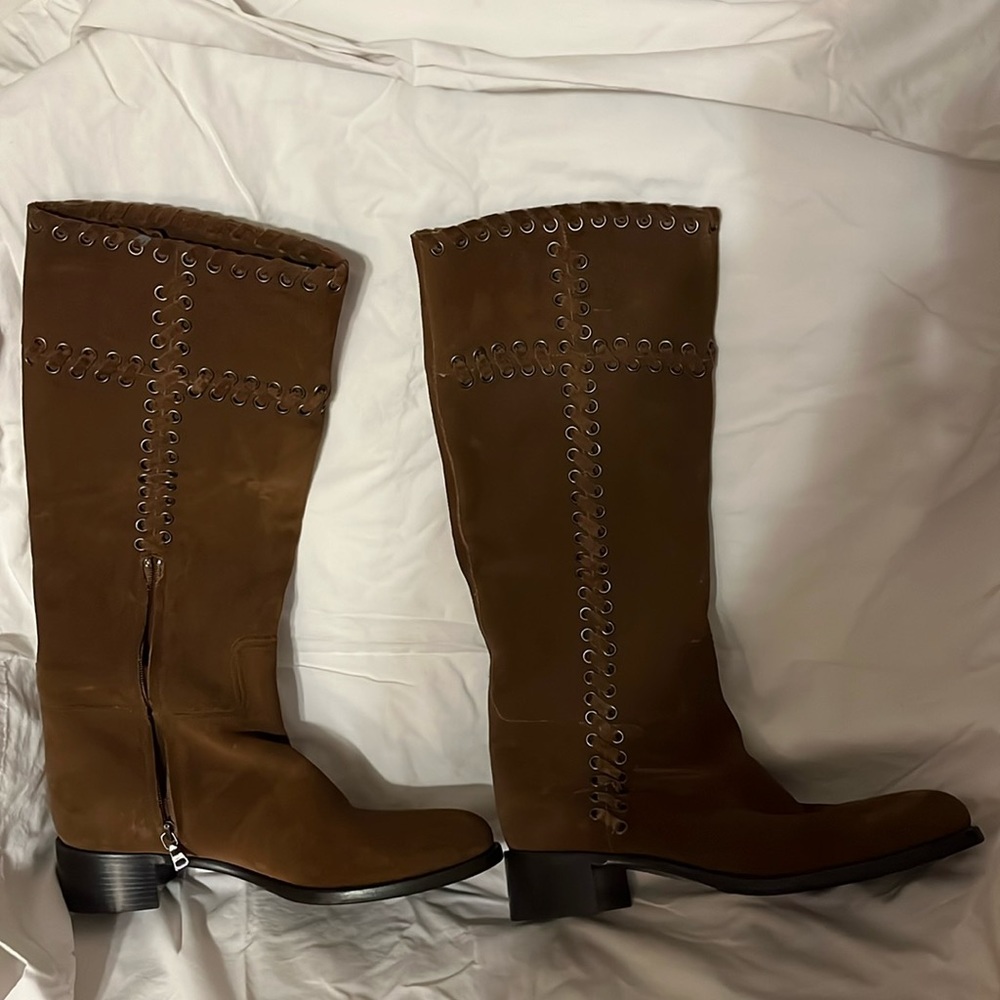 Prada   Size 38 suede boots with laced eyelets